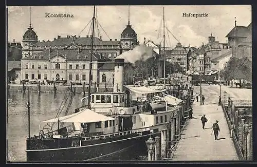 AK Konstanz, Schiffe im Hafen festgemacht