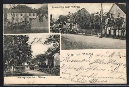 AK Windegg / Baden, Gasthaus zum Hirsch und Häuserpartien