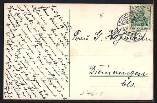 AK Saarbrücken-St. Johann, Strassenbahn am Schlossplatz