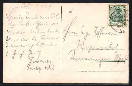 AK Köln a. Rh., Hafeneinfahrt mit Schiffen