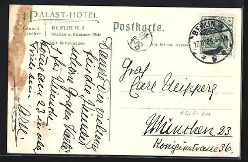 AK Berlin-Tiergarten, Palast Hotel, Leipziger und Potsdamer Platz