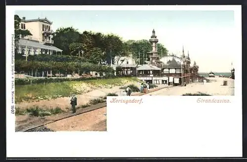 AK Heringsdorf / Ostseebad, Blick auf das Strandcasino mit Urlaubern