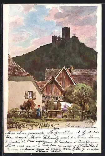 Künstler-AK Carl Biese: Waldkirch, Blick zur Kastelburg