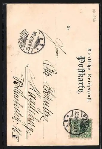 Lithographie Goslar, Brusttuch und Leute