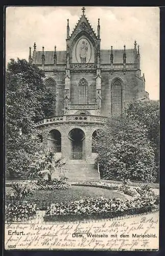 AK Erfurt, Dom, Westseite mit Marienbild