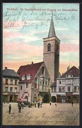 AK Erfurt, St. Aegidienkirche mit Eingang zur Krämerbrücke