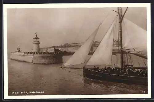 AK Ramsgate, West Pier, Leuchtturm