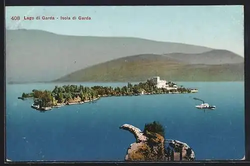 AK Isola di Garda, Veduta generale, Dampfer