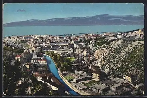 AK Fiume, Blick über den Ort auf das Meer