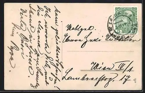 AK Ljubljana / Laibach, Generalansicht mit Steiner-Alpen, Ruderboot