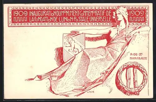 AK Inauguration du Monument com Memoratif de la Fondation l`union Postale Universelle 1909 Schweiz