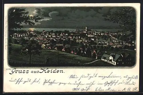 Lithographie Heiden, Totale von der Bergwiese aus gesehen