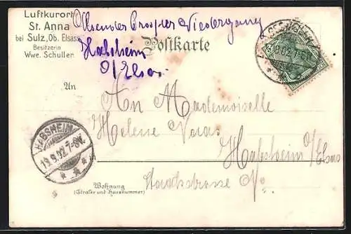 Lithographie St. Anna, Ortsansicht, Alpenpanorama