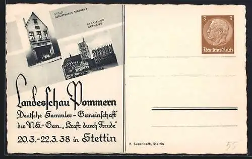 AK Stettin, Landesschau Pommern 1938, Stralsunds Rathaus