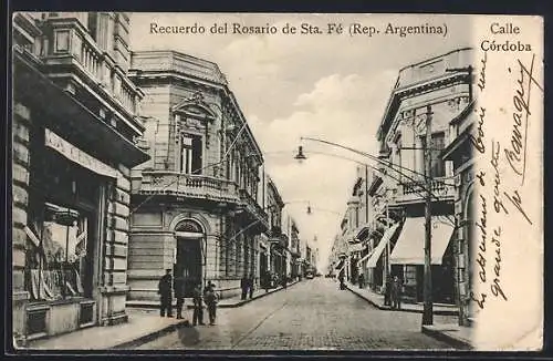 AK Rosario de Santa Fé, Calle Córdoba, Strassenansicht