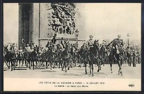 AK Paris, Les Fetes de la Victoire 14.06.1919, Le Defile-Le Salut aux Morts