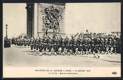 AK Les Fetes de la Victoire a Paris 1919, le Defile, Marins Americains