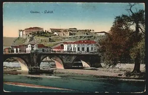 AK Üsküb, Panorama mit Brücke