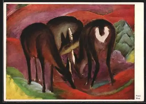 Künstler-AK sign. Franz Marc: Gruppe äsender Rehe, Blauer Reiter