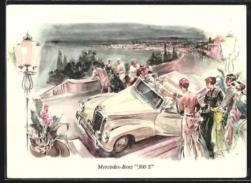 Künstler-AK Auto-Werbung für Mercedes-Benz 300 S