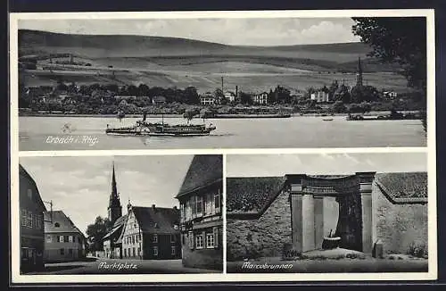 AK Erbach i. Rhg., Marktplatz, Marcobrunnen und Totalansicht