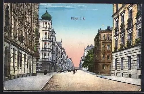 AK Fürth i. B., Strassenpartie mit Passanten