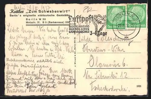 AK Berlin-Schöneberg, Restaurant Zum Schwabenwirt, Motzstrasse 31