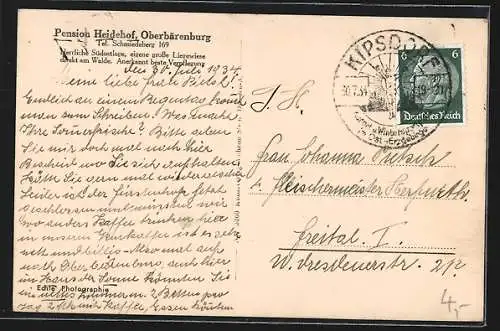 AK Oberbärenburg i. Erzgeb., Blick auf den Heidehof umgeben von Bäumen