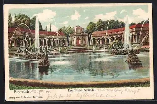 Lithographie Bayreuth, Eremitage, Schloss