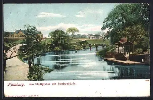 AK Hamburg-Neustadt, Stadtgraben und Justizgebäude