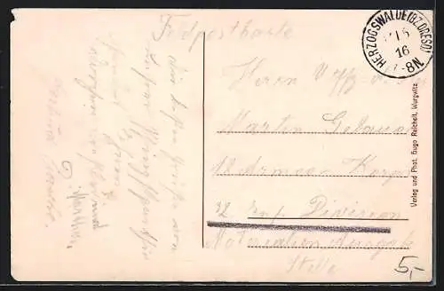 AK Landberg, Sicht auf das Gasthaus in der Natur, Bes. Reinhardt Walther