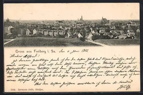 AK Freiberg i. Sa., Blick auf den Ort