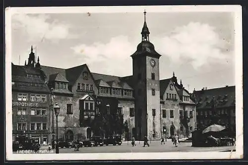 AK Freiberg / Sachsen, Rathaus & Markt