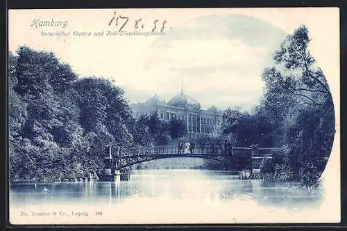 AK Hamburg-St.Pauli, Botanischer Garten und Zoll-Directionsgebäude