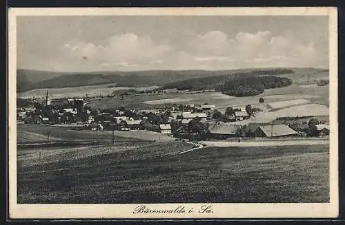 AK Bärenwalde i. Sa., Panoramaansicht der Ortschaft