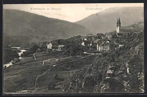 AK Forbach, Ortsansicht mit Krankenheim