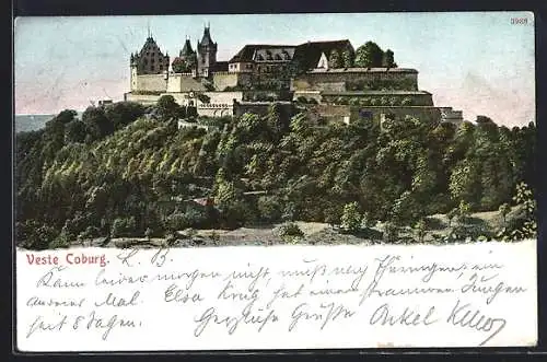 AK Coburg, Blick auf die Burg