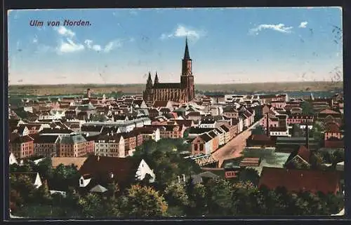 Künstler-AK Ulm, Ansicht von Norden