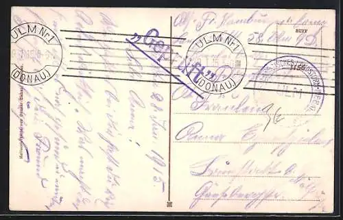 Künstler-AK Ulm, Ansicht von Norden