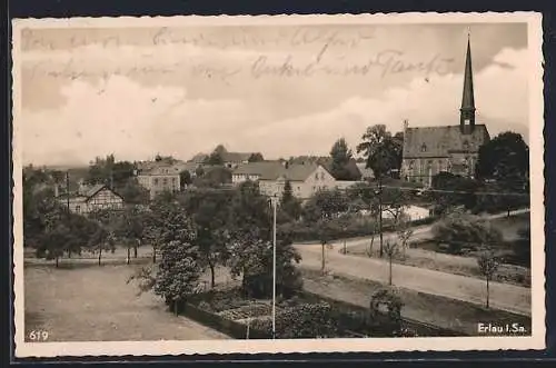 AK Erlau i. Sa., Ortskern mit Kirche