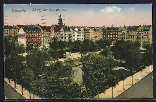AK Chemnitz, Rosenplatz vom Westen