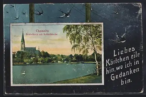 AK Chemnitz, Schlossteich mit Schlosskirche