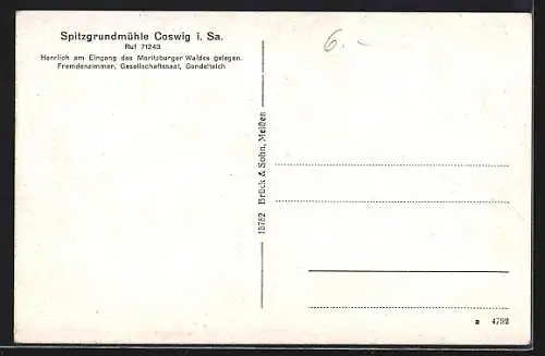 AK Coswig / Sachsen, Spitzgrundmühle