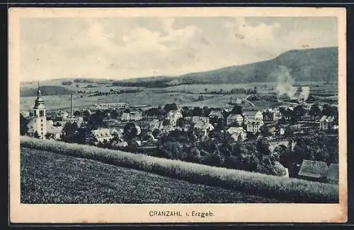 AK Cranzahl i. Erzgeb., Ortspartie mit Kirche