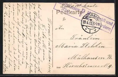 AK Worms, Rheinbrücke mit Dampfern