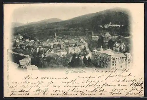 AK Badenweiler, Blick auf den Ort aus der Vogelschau