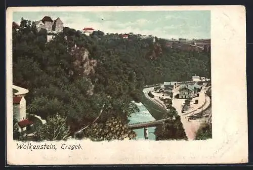 AK Wolkenstein i. Erzgeb., Panoramablick vom Berg