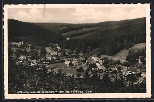 AK Wildenthal /i. Erzegb., Blick auf den Ort umgeben von Hügeln