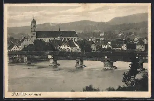 AK Bad Säckingen, Teilansicht mit der Rheinbrücke