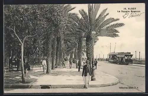 AK Alger, Le Square Bresson, Strassenbahn